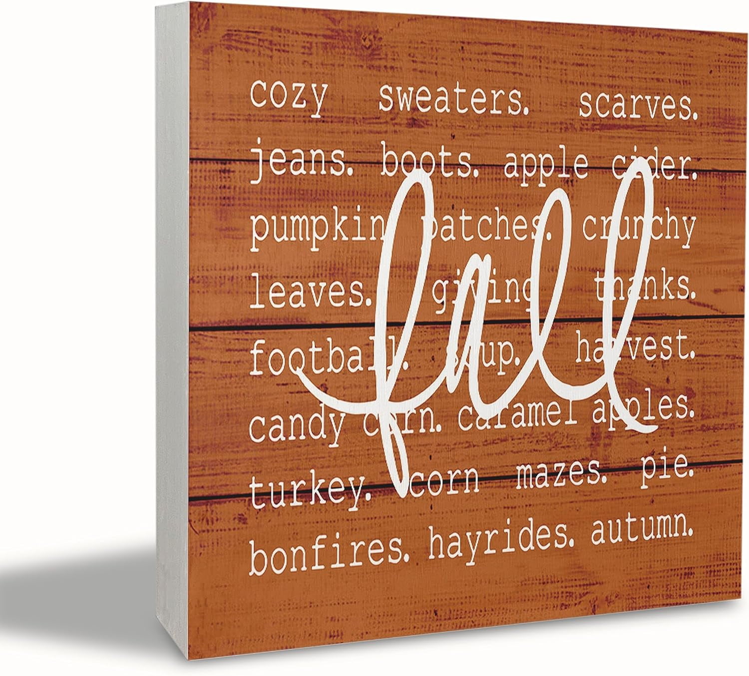 Zomyto 7x7 Inches Fall Desk Decor,Orange Fall Autumn Farmhouse Wood ...