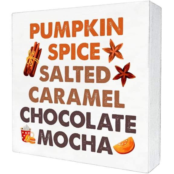 Zomyto 7x7 Inches Fall Wooden Sign Decor Rustic, Farmhouse Autumn Wood Box Sign with Sayings Fall Decor