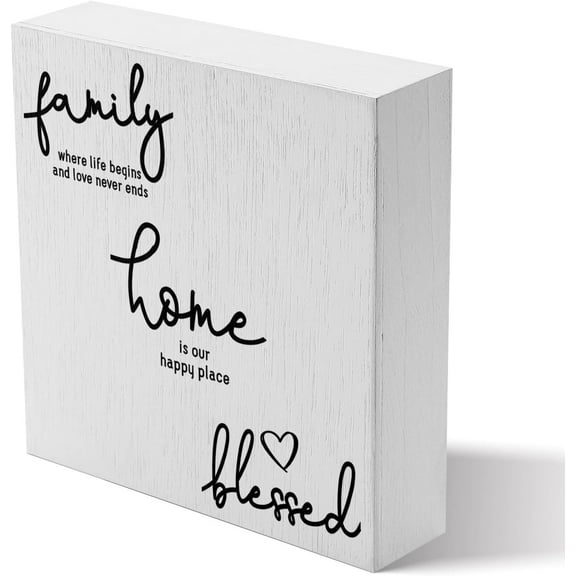 Zomyto 7x7 Inches Family Home Blessed Rustic Wood Sign Mini Wood Decorative Signs Farmhouse Wood works Decors Table Decorations Signs for Living Room Table Decorations Counter Shelf Accessories