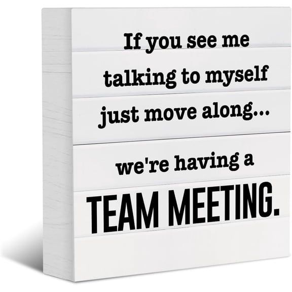 Zomyto 7x7 Inches Funny Decorative Wooden Box Sign Cubicle Decor Rustic Office Desk Accessories Gifts Farmhouse Office Supplies Wood Block Plaque Home Shelf Table Coffee Bar Decor