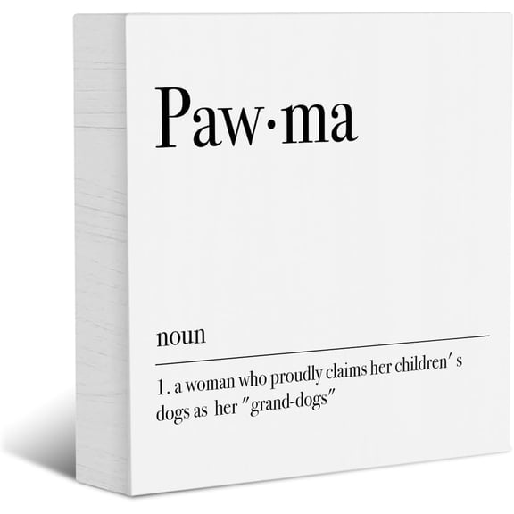 Zomyto 7x7 Inches Funny Paw Ma Definition Decorative Wooden Box Sign Rustic Dog Mom Desk Decorations for Women Office Veterinarian Dog Lover Gifts