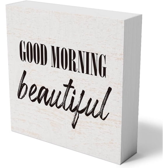 Zomyto 7x7 Inches Good Morning Beautiful Wooden Box Sign Decorative Love Quote Feminine Gift Wood Box Sign