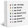 thumbnail image 1 of Zomyto 7x7 Inches Inspirational Quote Rustic Wooden Box Sign, Decor Farmhouse Home Decor,Wood Block Plaque Desk Decor, Office Shelf Table Decoration for Living Room,I Am Strong I Am Brave, 1 of 6