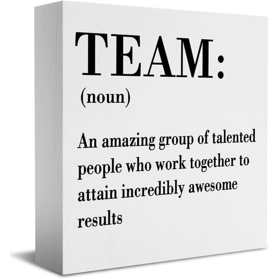 Zomyto 7x7 Inches Inspirational Team Noun Office Decor Desk Decor Wooden Box Sign Rustic White Wood Block Plaque Box Gift Team Definition Teamwork Sign