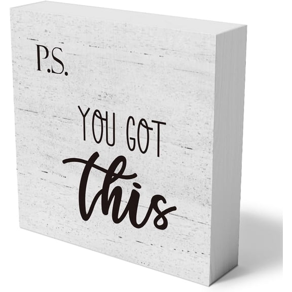 Zomyto 7x7 Inches P.S. You Got This Wooden Box Sign Decorative Inspirational Wood Box Sign Home Office Decor