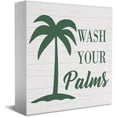 thumbnail image 1 of Zomyto 7x7 Inches Sign Decor Desk Decor Wooden Box Sign Funny Palm Tree Decor Beach Themed Rustic Wood Block Plaque Box Wash Your Palms Sign, 1 of 6