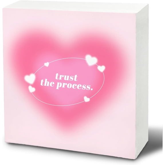 Zomyto 7x7 Inches Trust the Process - Trendy Retro Y2K Pink Aura Wood Signs, Y2K Room Decor, Pink Room Decor Aesthetic, Preppy Room Decor Teen Girls, Trendy Room Decor, Teen Girls Trendy Stuff,