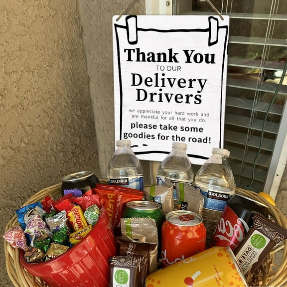 Zomyto 8"x10" Thank You to Our Delivery Drivers,Delivery Driver Snack Sign Wood Wall Hanging Tags Decor