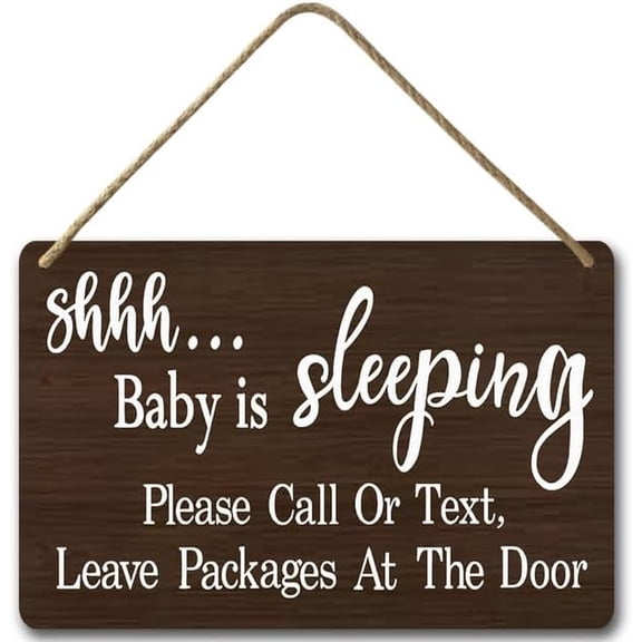 Zomyto 8x12 IN Shhh Baby is Sleeping Sign Baby Door Sign,Not Disturb Hanger Sign Baby Room Hanging Wooden Decorative A02