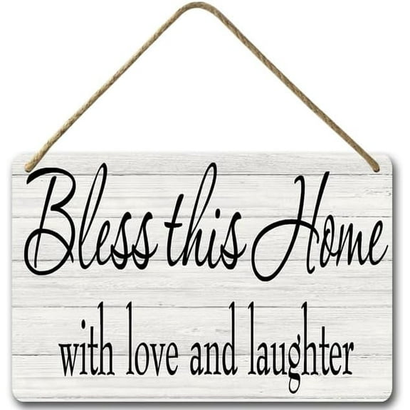 Zomyto 8x12IN Bless This Home with Love and Laughter Wall Sign,Blessed Family Sign,Farmhouse Decor,Housewarming Gifts A03