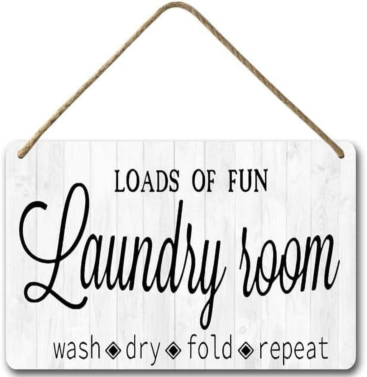 Cartello vintage per lavanderia, con scritta Wash Dry Fold