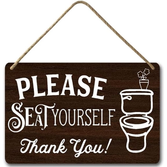 Zomyto 8x12IN Please Seat Yourself Sign,Funny Bathroom Sign,Cute & Funny Wall Bathroom Decor,Bathroom Sign Gift