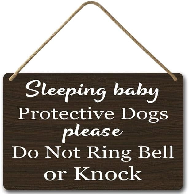 OLMIXA "Shh... Baby Sleeping" Wooden Door Hanger Sign – Quiet Please, No Knocking For Napping Babies – 9.8x12 Inch Front Door Decor