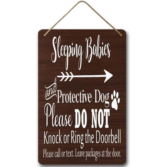 Zomyto 8x12IN No Soliciting Sign for House,Sleeping Baby Wooden Hanging Plaque Sign,New Mom Gifts Do Not Disturb Door Hanger Sign,Vintage Wall Art A05