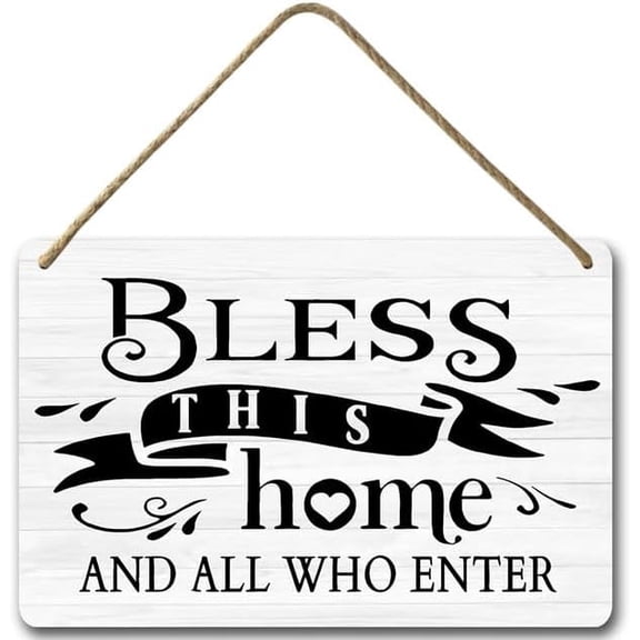 Zomyto 8x12IN Vintage Bless This Home and All Who Enter Wall Sign,Rustic Farmhouse Home Signs Decor,Blessed Sign A03