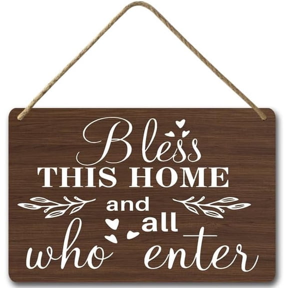 Zomyto 8x12IN Vintage Bless This Home and All Who Enter Wall Sign,Rustic Farmhouse Home Signs Decor,Blessed Sign A05