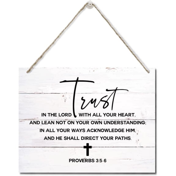 Zomyto Bible Verse Decor, Home Wall Decor Trust In The Lord With All Your Heart Scripture Rustic Hanging Wall Plaque Wood Signs, Proverbs 3:5-6 Christian Sign
