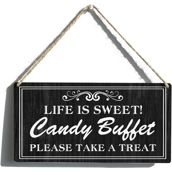 Zomyto Candy Buffet Sign Gift Farmhouse Life is Sweet Candy Buffet Please Take a Treat Wooden Hanging Sign 12 x 6 Inches