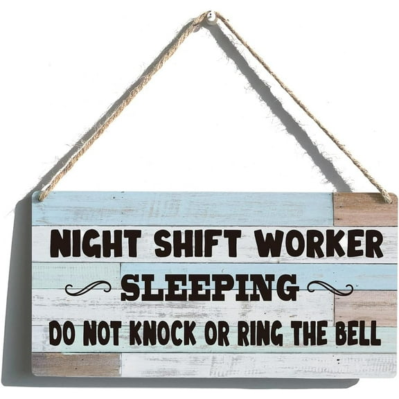 Zomyto Do Not Disturb Sign Funny Farmhouse Night Shift Worker Sleeping Wooden Hanging Sign 12 x 6 Inches