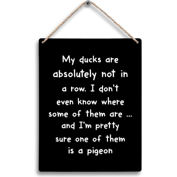 Zomyto My Ducks are Absolutely Not in a Row Hanging Wooden Signs 8x10, Black Funny Sarcastic Humor Home Bedroom Office Wall Decor, Funny Quotes Humorous Gifts for Coworkers
