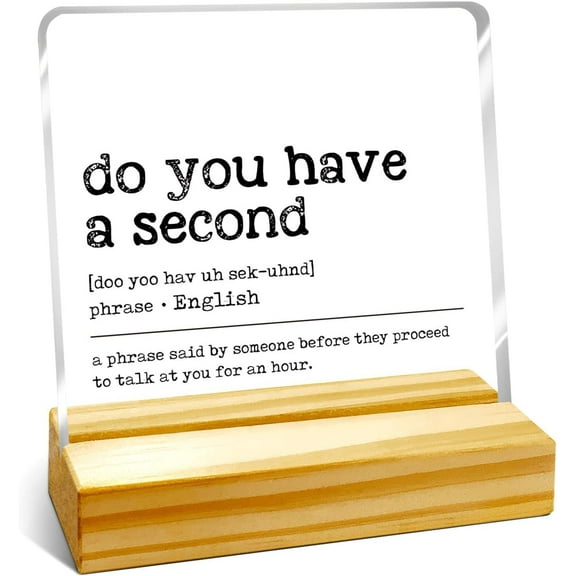 Zomyto Funny Office Acrylic Sign,Humorous Office Desk Decor,Sarcastic Signs for Office,Do You Have a Second Definition Acrylic Plaque with Stand