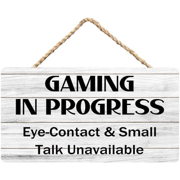 Zomyto Gaming In Progress Eye-Contact & Small Talk Unavailable Wood Decor Sign 12X6 Inch