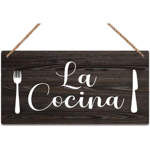 Zomyto Hanging Wood Sign Spanish Kitchen Sign Spanish Kitchen Wooden Hanging Plaque 12X6 Inches