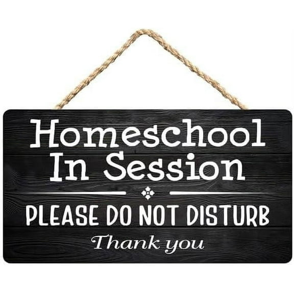 Zomyto Home school Sign,Home school In Session,Please Do Not Disturb Rustic Wooden Hanging Sign 12X6 In Door Hanging Plaques, black-10