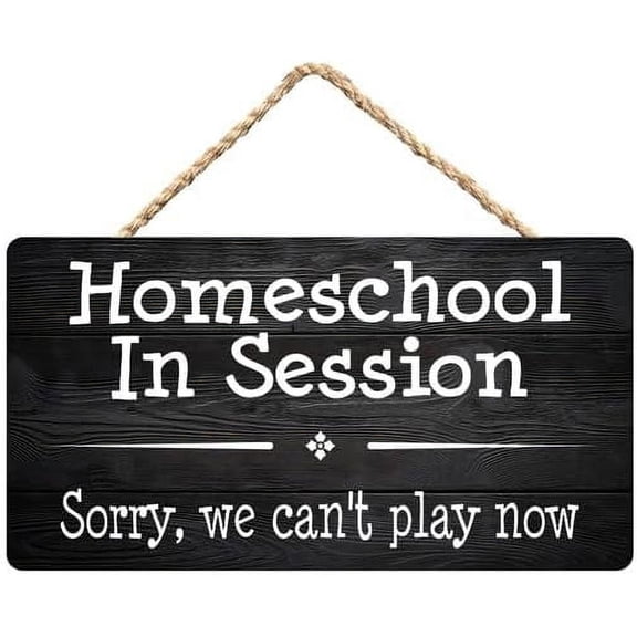 Zomyto Home school Sign,Home school In Session,Sorry We Can't Play Now Rustic Wooden Hanging Sign 12X6 In Door Hanging Plaques, black-2