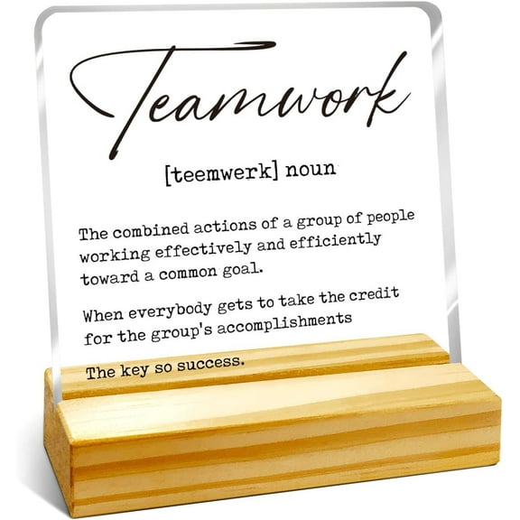 Zomyto Inspirational Team Office Decor,Funny Office Acrylic Sign,Teamwork Gifts for Employees,Teamwork Definition Acrylic Plaque with Stand