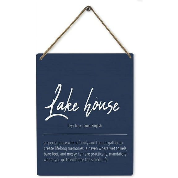 Zomyto Lake House Definition Wood Wall Hanging Tags,Lake house Sign Home Wall Decor,Blue Summer Home Wooden Tag Plaque Sign,Gifts for Lake Lovers,8x10 Inch