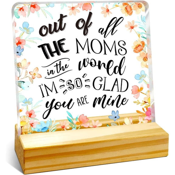 Zomyto Mom Birthday Gifts,Gift for Mom from Daughter Son,Best Mom Ever Gifts for Mother,Mom I'm So Glad You are Mine Quote Acrylic Plaque