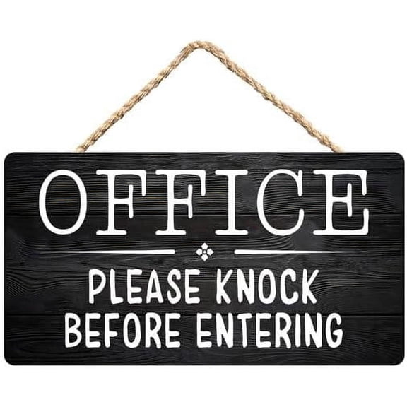 Zomyto Office Sign,Please Knock Before Entering Rustic Wooden Hanging Sign 12X6 In Door Hanging Plaques