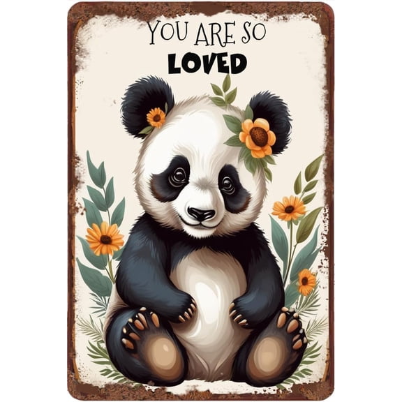Zomyto Panda with Inspiring Positive Quotes Creative Tin Sign 12x8 Inch Aluminum Sign Panda Lover Gifts Panda Decor for Home Office Cafes Club Pub Garage Man Cave Wall Decor