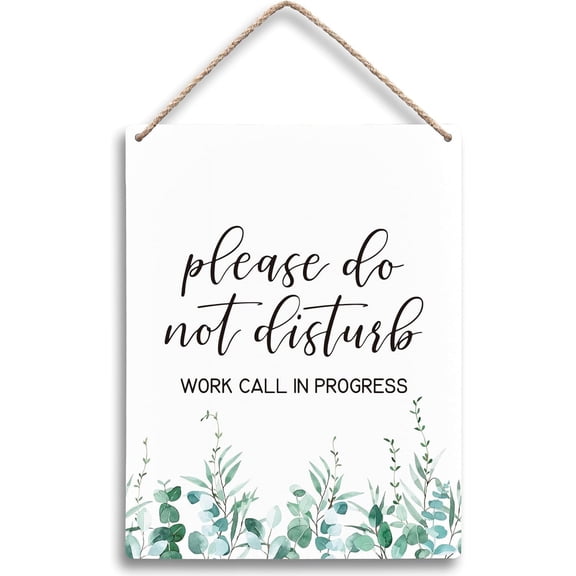 Zomyto Please Do Not Disturb Work Call in Progress Hanging Wooden Signs 8x10, Office Door Signs, Do Not Disturb Door Sign, Office Sign for Door, Do Not Disturb Sign for Office Wall Decor