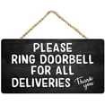 thumbnail image 1 of Zomyto Please Ring Doorbell For All Deliveries Rustic Wooden Hanging Sign 12X6 In Door Hanging Plaques, black-2, 1 of 5