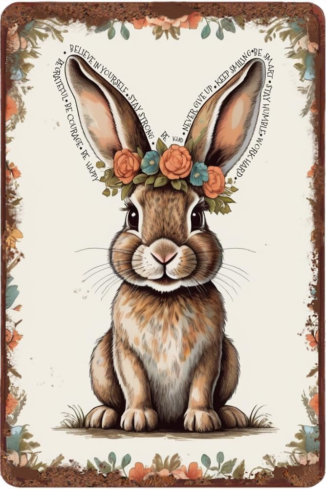 Zomyto Rabbit with Inspiring Positive Quotes Creative Tin Sign 12x8 ...