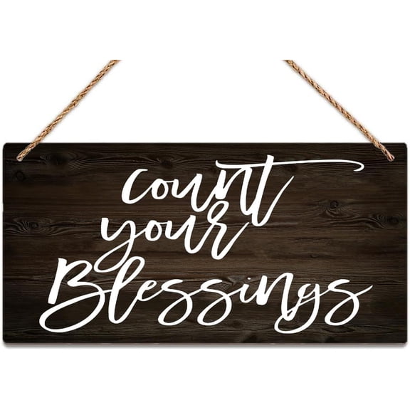 Zomyto Rustic Wooden Door Hanging Wall Art Sign Count Your Blessings Sign Blessing Sign Farmhouse Christian Hanging Printed Wooden Plaque Decor, Office Decor Sign, Rustic 12X6 Inch