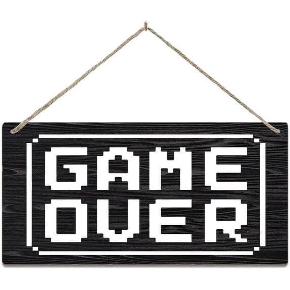 Zomyto Rustic Wooden Door Hanging Wall Art Sign Game Over Sign Game Sign Decoration Gifts Family Sign Wall Art Farmhouse Vintage Rustic Decor 12 X 6 Inch