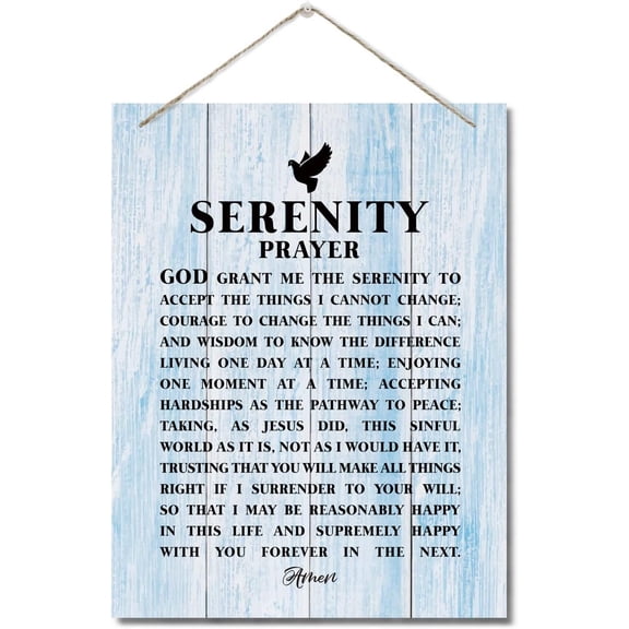Zomyto Serenity Prayer- God Grant me The Serenity to Accept The Things I Cannot Change, Bible Verse Print, Hanging Printed Wall Plaque Wood Signs, Christian Gift 10 X 8 inch