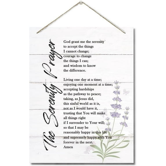 Zomyto The Serenity Prayer Wall Decor Sign, Bible Verse Inspirational Quote, Hanging Printed Wall Plaque Wood Signs, Bedroom , Christian Scripture Prayer Wall Decor 10x8 inch
