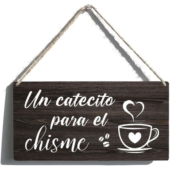 Zomyto Sign Wall Art Definition Wood Plaque Country Style Wood Signs Un Cafecito Para El Chisme White Rustic Hanging Printed Wooden Plaque Decor Office Decor Sign Rustic 12X6 Inch