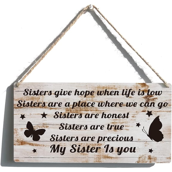 Zomyto Sister Sign Gift Farmhouse Sister are Precious Wooden Hanging Sign Plaque Rustic Wall Art Decor 12 x 6 Inches