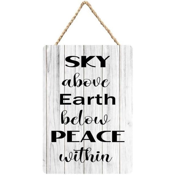 Zomyto Sky Above Earth Below Peace Within Wood Decor Sign 12X6 Inch
