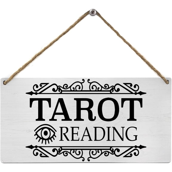 Zomyto Tarot Reading Wood Wall Hanging Tags,Retro Wooden Hanging Plaque,Divination Sign Tag Wall Decor for Bedroom Dorm,Gifts for Tarot Lovers,12x6Inch