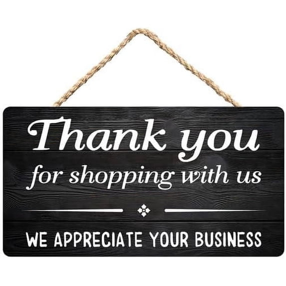 Zomyto Thank You For Shopping With Us,We Appreciate Your Business Rustic Wooden Hanging Sign 12X6 In Door Hanging Plaques