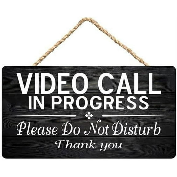 Zomyto Video Call In Progress Sign,Do Not Disturb Rustic Wooden Hanging Sign 12X6 In Door Hanging Plaques