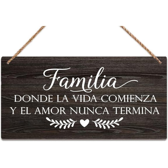 Zomyto Wall Art Decor Wooden Sign Spanish Sign Family Quote Welcome Sign Spanish Wood Sign For Home,Front Door,Porch,Office,Coffee Shop Decor 12 X 6 Inch