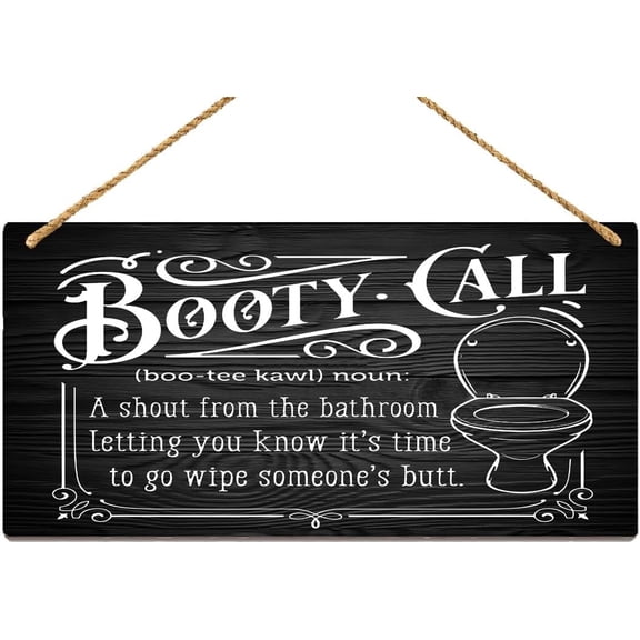 Zomyto Wall Decor Wood Sign Booty Call Definition Sign Bathroom Sign Bath Sign Rules Sign Hanging Plaque,12X 6 Inches