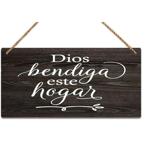 Zomyto Wall Decor Wood Sign Spanish Sign God Bless Our Home Spanish Wood Signs Design Hanging Gift Decor 12 X 6 Inch